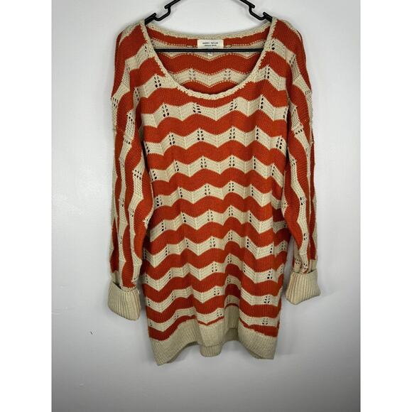 Sherry Taylor Women's Stripe Print Knit Pattern Scoop Neck Size 3X Beige Orange - Picture 2 of 6